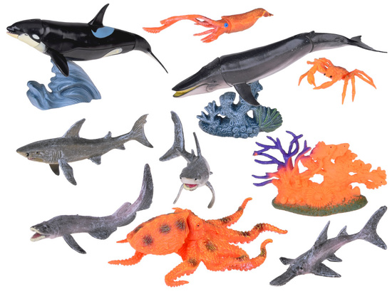 MARINE ANIMALS SERIES Set of figures: shark, crab, killer whale, octopus ZA5175