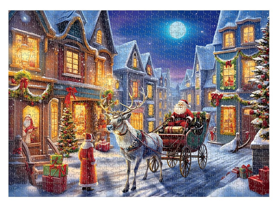 Advent Calendar PUZZLE - Santa Claus in a Sleigh in VINTAGE Style ZA5884