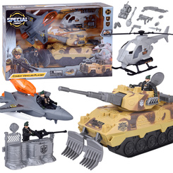 Large military set: tank, fighter, helicopter, and soldier ZA5752