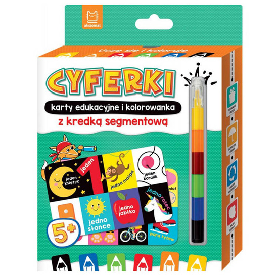 Aksjomat Cyferki karty edukacyjne i kolorowanka 5+ KS0783