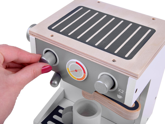 White WOODEN COFFEE MACHINE for children + accessories Small household appliances ZA4123