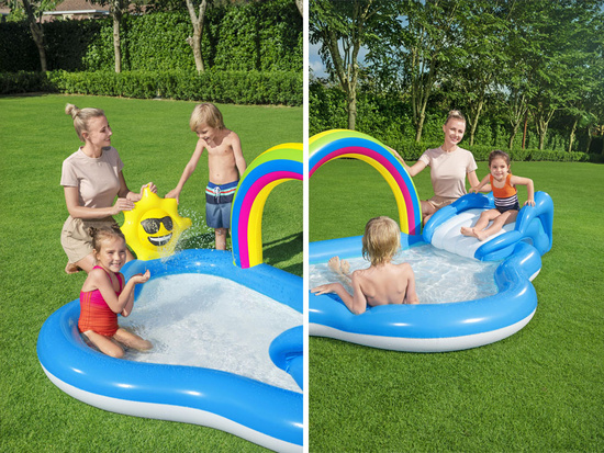 Bestway Water Playground RAINBOW AND SUNSHINE Paddling Pool + Slide 53092