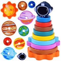 Pyramid puzzle wooden tower planets space 10 pieces ZA4691