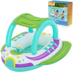 Bestway Inflatable Pontoon with roof BOAT with bottom Steering wheel + horn 34149