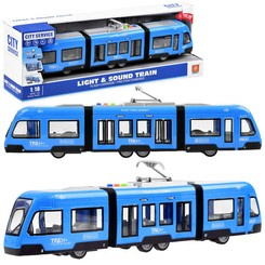 Przegubowy  niebieski TRAMWAJ światło dźwięk 45 cm ZA3834