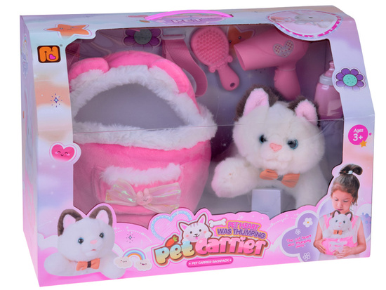 A soft CAT with a heartbeat effect and bendable paws in a ZA5593 backpack