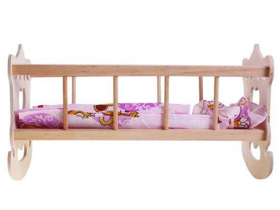 Wooden Cradle for 50cm doll +  bedding ZA2021