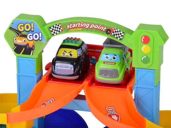 Spiral Track car set + police car and dump truck 19 pieces ZA5692