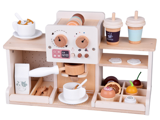 Wooden Coffee Shop Set – Café Playset with Coffee Machine, Cups & Desserts ZA5938