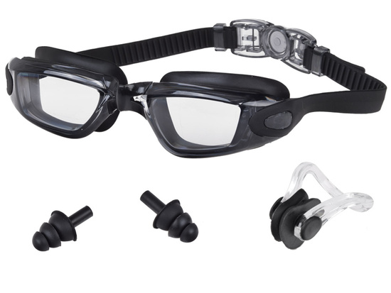 SET UV ANTI-FOG swimming goggles + ear and nose plugs SP0792 CY