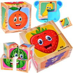 Wooden Blocks Fruit puzzle 4 blocks 6 pictures ZA4793