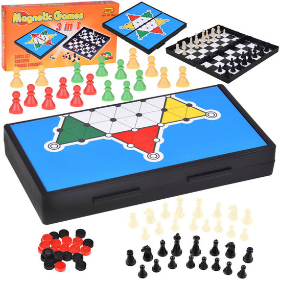 Game set 3in1 chess checkers Chinese MAGNETIC strategic GR0676