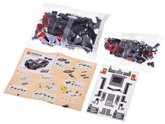 Klocki techniczne Sportowe auto SZARE 166-elementów + naklejki ZA5743 