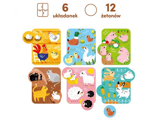 CzuCzu Puzzle Small and Large Animals 6 puzzles and 12 tokens 2+ ZA6094
