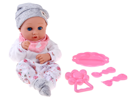 BOBAS doll 32cm with moving eyes + feeding accessories ZA5833