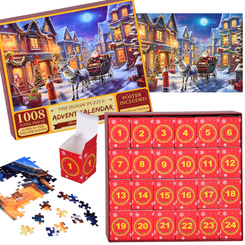 Kalendarz adwentowy PUZZLE - Św. Mikołaj w saniach w stylu VINTAGE ZA5884