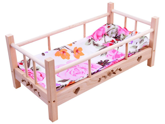 Wooden BED for dolls 50cm + bedding ZA2781