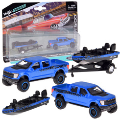 Licensed metal car 1:64 Ford F-150 SVT Raptor 2021 and boat ZA5970