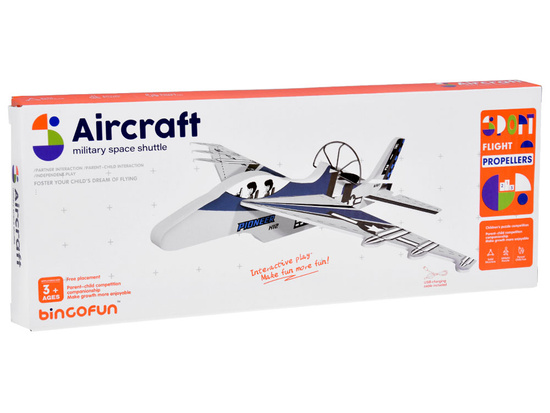 Foldable lightweight foam airplane flies LED lights propeller USB charging ZA5583