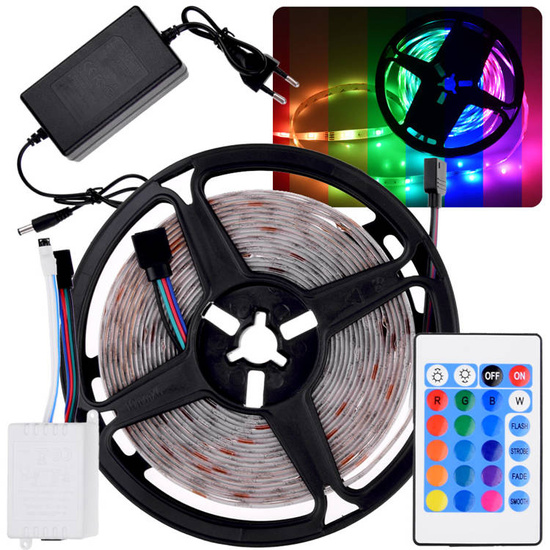 Taśma LED 5m RGB + pilot Wodoodporna ZA4824