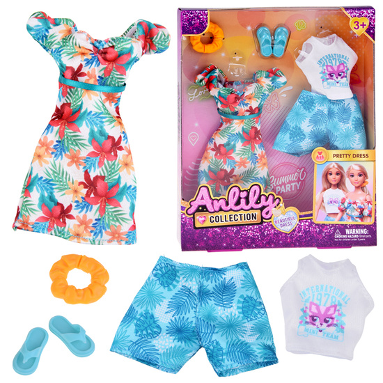 Doll clothes set, holiday styling, dress, accessories ZA5706