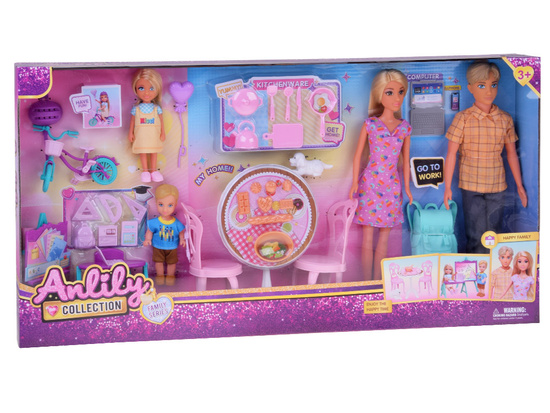 Anlily Large set DOLL FAMILY Kitchen and furniture + school and work ZA5699