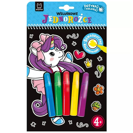Velvet unicorns. Touch and color + markers KS0993