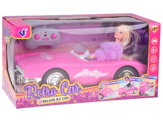 Remote-Control Retro Cadillac Car + Elegant Doll in Fur RC0745