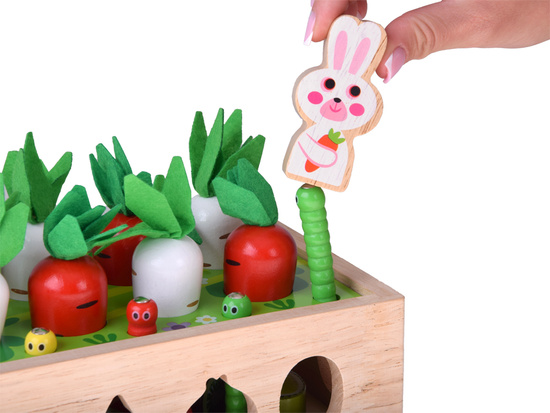 Sorter Montessori drewniany wózek złap robaczka marchewki układanka ZA5903