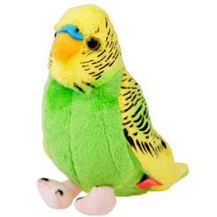 73 / 5 000 Plush mascot budgerigar green-yellow parrot bird 13cm 13728