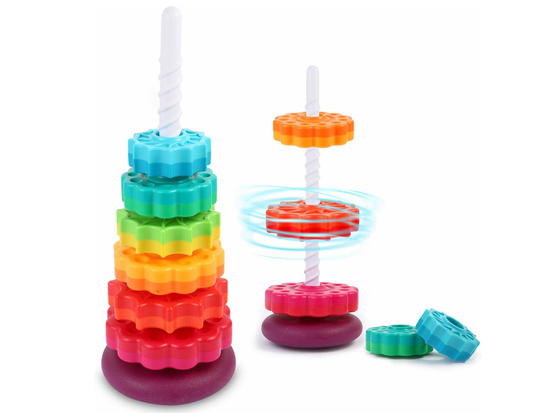 Rainbow spiral tower for stacking sensory toy for children ZA5286