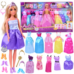 Anlily MODEL Doll + large set of 11 princess dresses and accessories ZA5695