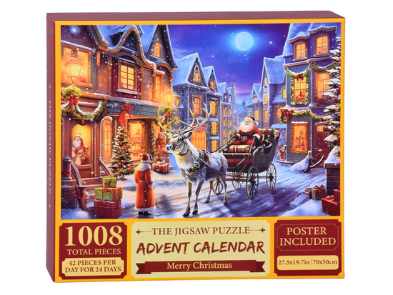 Advent Calendar PUZZLE - Santa Claus in a Sleigh in VINTAGE Style ZA5884