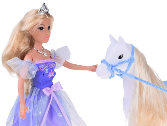 Princess doll in a ball gown with a white horse and carriage ZA5419