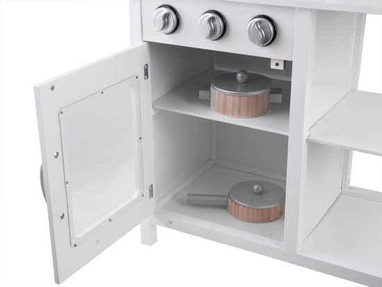Interactive WHITE wooden kitchen for children Induction + accessories ZA4127