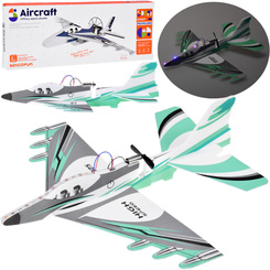 Foldable lightweight foam airplane flies LED lights propeller USB charging ZA5583