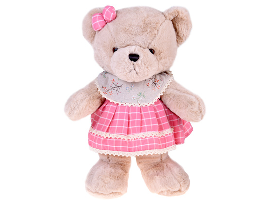 Pluszowy MIŚ - beżowa Zuzia 58cm w różowej VINTAGE sukience ZA5923 C