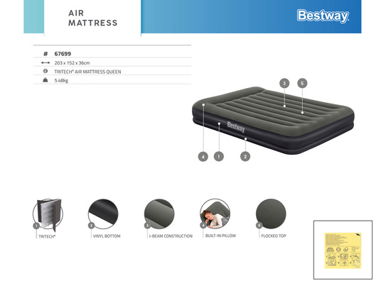 Bestway Double air mattress 2.03mx1.52m bed 67699