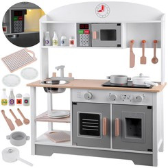 WHITE-GREY interactive wooden kitchen for children + accessories ZA4126