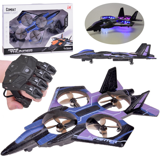 Remote controlled combat drone - flying vehicle + colored diodes za0704 NI