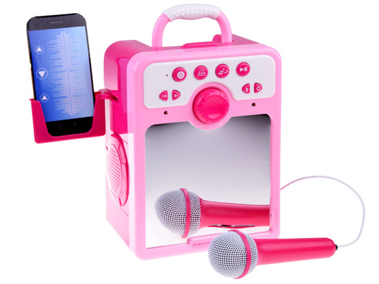 Musical speaker pink Boombox for children with microphone IN0166