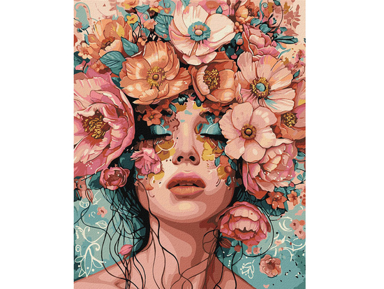 Zestaw do malowania po numerach Dziewczyna w kwiatach KHO8440 40x50 AP0045