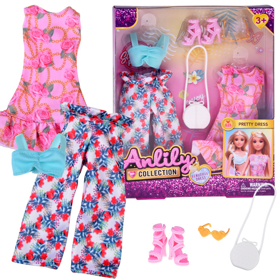 Doll clothes set, holiday styling, dress, accessories ZA5707