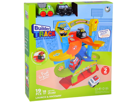 Spiral Track car set + police car and dump truck 19 pieces ZA5692