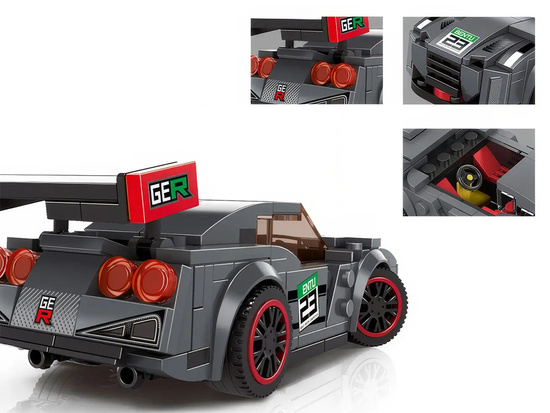 Klocki techniczne Sportowe auto SZARE 166-elementów + naklejki ZA5743 