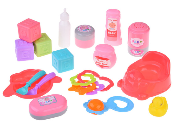 A set of accessories for a baby doll, potty blocks, duck ZA4800