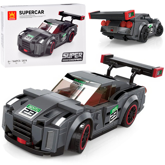 Klocki techniczne Sportowe auto SZARE 166-elementów + naklejki ZA5743 