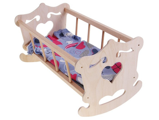 Wooden Cradle for 50cm doll +  bedding ZA2021