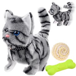 Gray cute interactive kitten moves, walks, meows ZA4654 SZ
