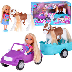 Ankiki Set: Farmer Doll with Horse, Car and Trailer ZA5881